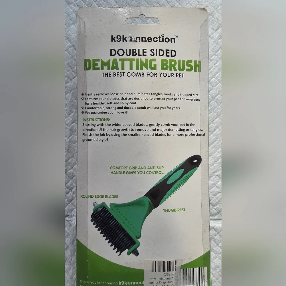 k9konnection Double Sided Dematting Brush for Pets Green and Black
